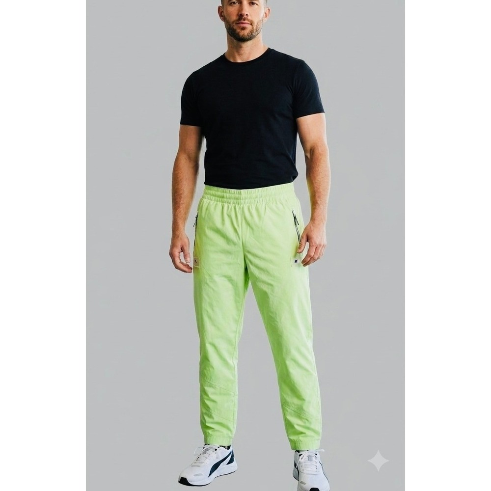 Puma BMW M Motorsport Track Pants Lime Green Zipper Pockets Casual Athletic XL